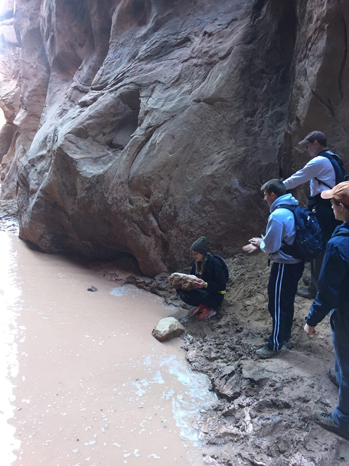 Slot Canyon-Crossing the Puddle