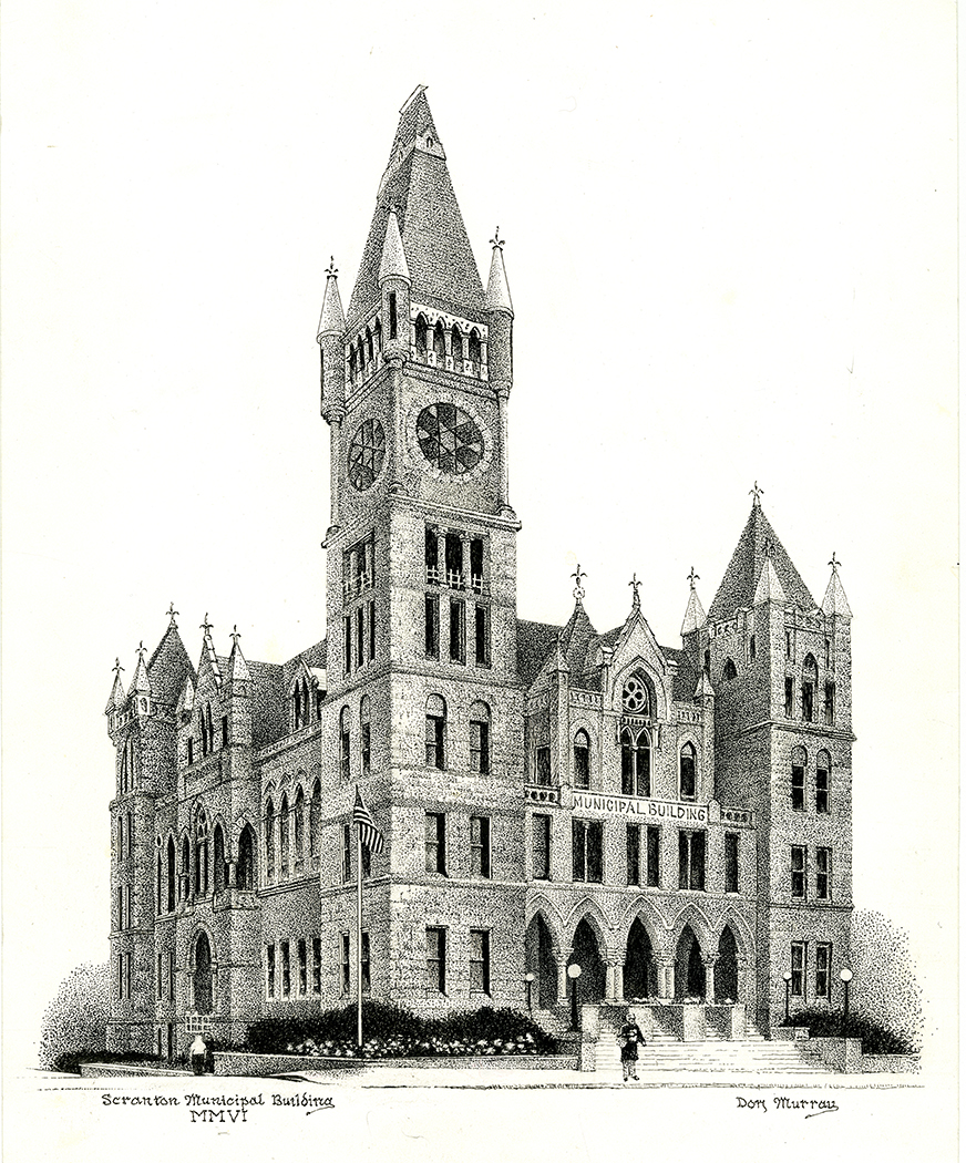 Don Murray, Municipal Building, pen and ink, 2006